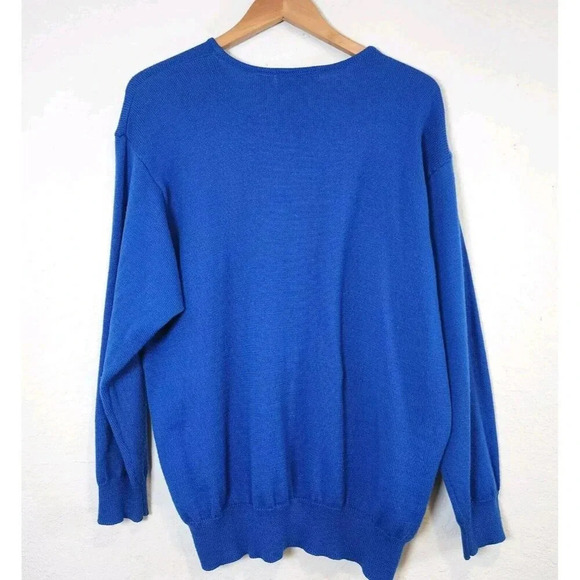 Vintage Liz Claiborne Sweater Beaded Blue Size 1 Wool Blend Crewneck Longsleeve - Picture 2 of 11